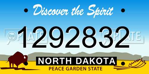 1292832 North Dakota License Plate