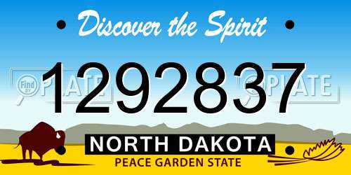 1292837 North Dakota License Plate