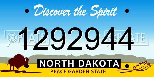 1292944 North Dakota License Plate