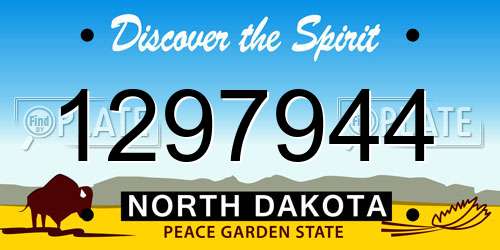 1297944 North Dakota License Plate