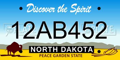 12AB452 North Dakota License Plate