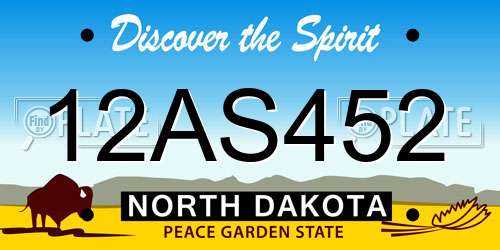 12AS452 North Dakota License Plate