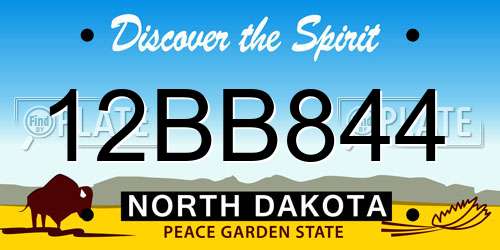 12BB844 North Dakota License Plate
