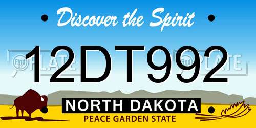 12DT992 North Dakota License Plate