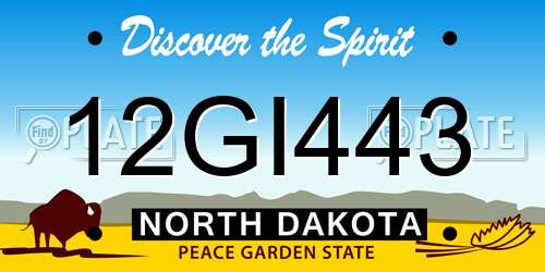 12GI443 North Dakota License Plate