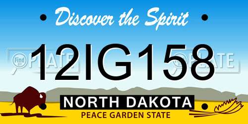 12IG158 North Dakota License Plate