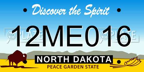 12ME016 North Dakota License Plate