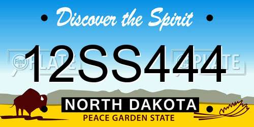 12SS444 North Dakota License Plate