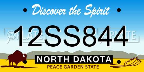 12SS844 North Dakota License Plate