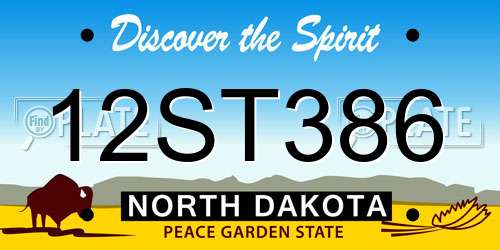 12ST386 North Dakota License Plate
