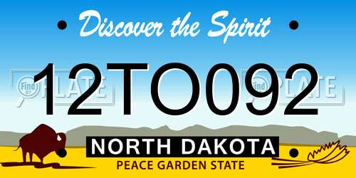 12TO092 North Dakota License Plate