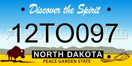 12TO097 North Dakota License Plate
