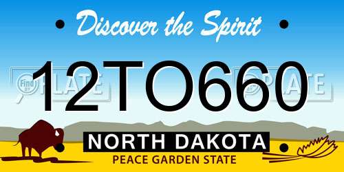 12TO660 North Dakota License Plate