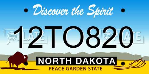 12TO820 North Dakota License Plate