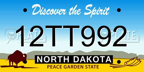 12TT992 North Dakota License Plate