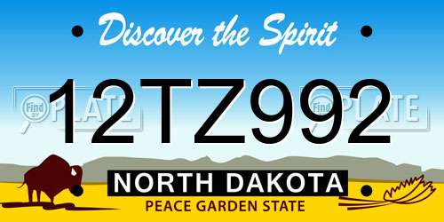 12TZ992 North Dakota License Plate