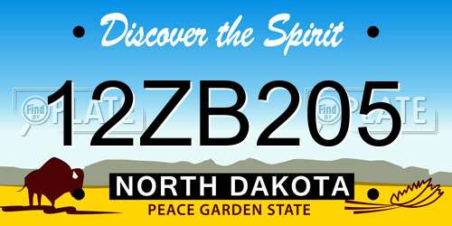 12ZB205 North Dakota License Plate