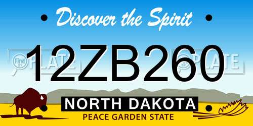 12ZB260 North Dakota License Plate