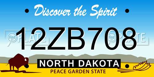 12ZB708 North Dakota License Plate