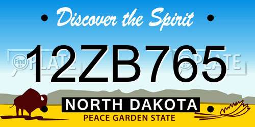 12ZB765 North Dakota License Plate