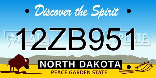 12ZB951 North Dakota License Plate
