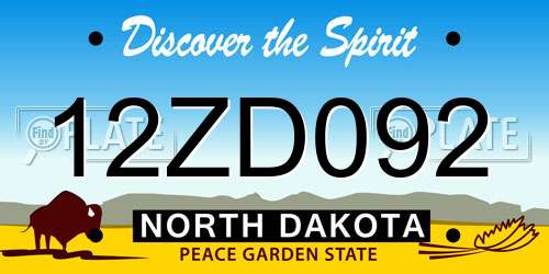 12ZD092 North Dakota License Plate