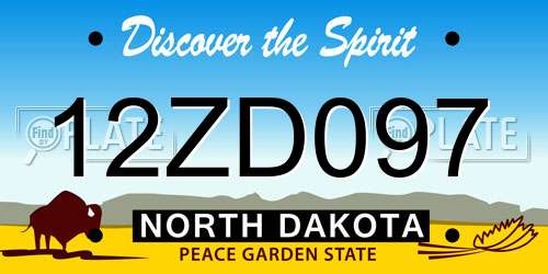 12ZD097 North Dakota License Plate