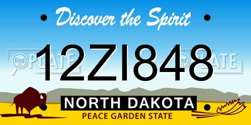 12ZI848 North Dakota License Plate