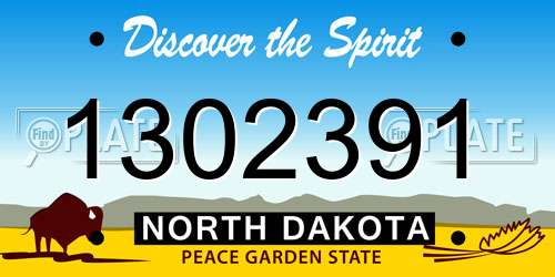 1302391 North Dakota License Plate