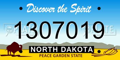 1307019 North Dakota License Plate
