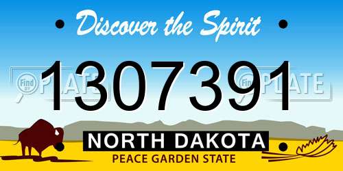 1307391 North Dakota License Plate