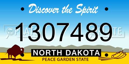 1307489 North Dakota License Plate