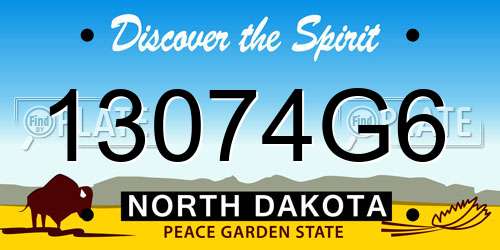 13074G6 North Dakota License Plate