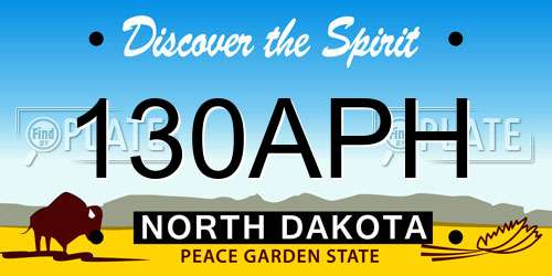 130APH North Dakota License Plate