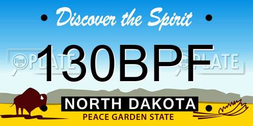 130BPF North Dakota License Plate