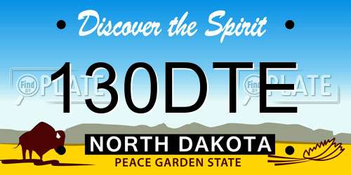 130DTE North Dakota License Plate