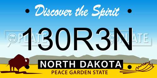 130R3N North Dakota License Plate