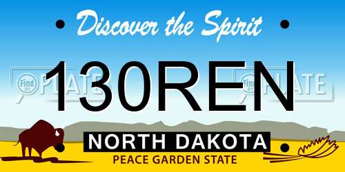 130REN North Dakota License Plate