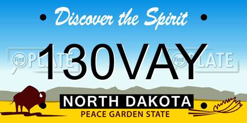 130VAY North Dakota License Plate