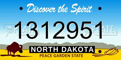 1312951 North Dakota License Plate