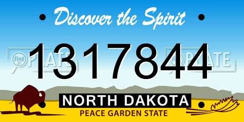 1317844 North Dakota License Plate