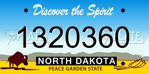 1320360 North Dakota License Plate
