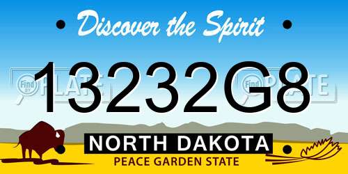 13232G8 North Dakota License Plate