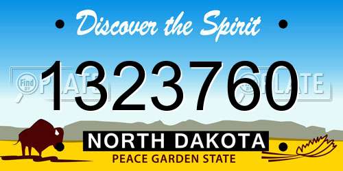 1323760 North Dakota License Plate