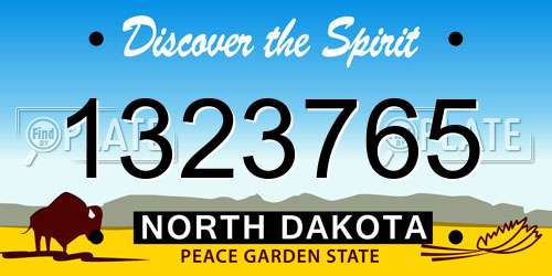 1323765 North Dakota License Plate