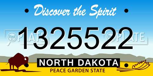 1325522 North Dakota License Plate