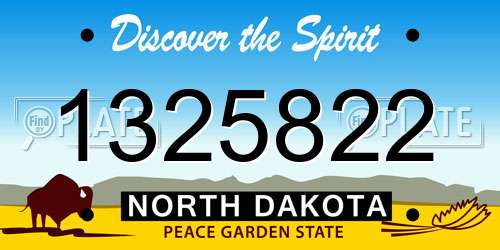 1325822 North Dakota License Plate