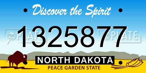 1325877 North Dakota License Plate