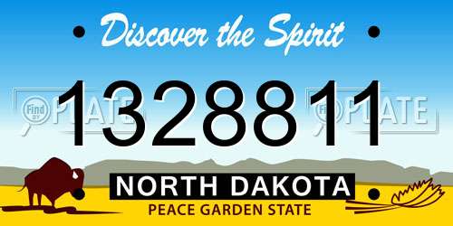 1328811 North Dakota License Plate