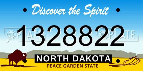 1328822 North Dakota License Plate